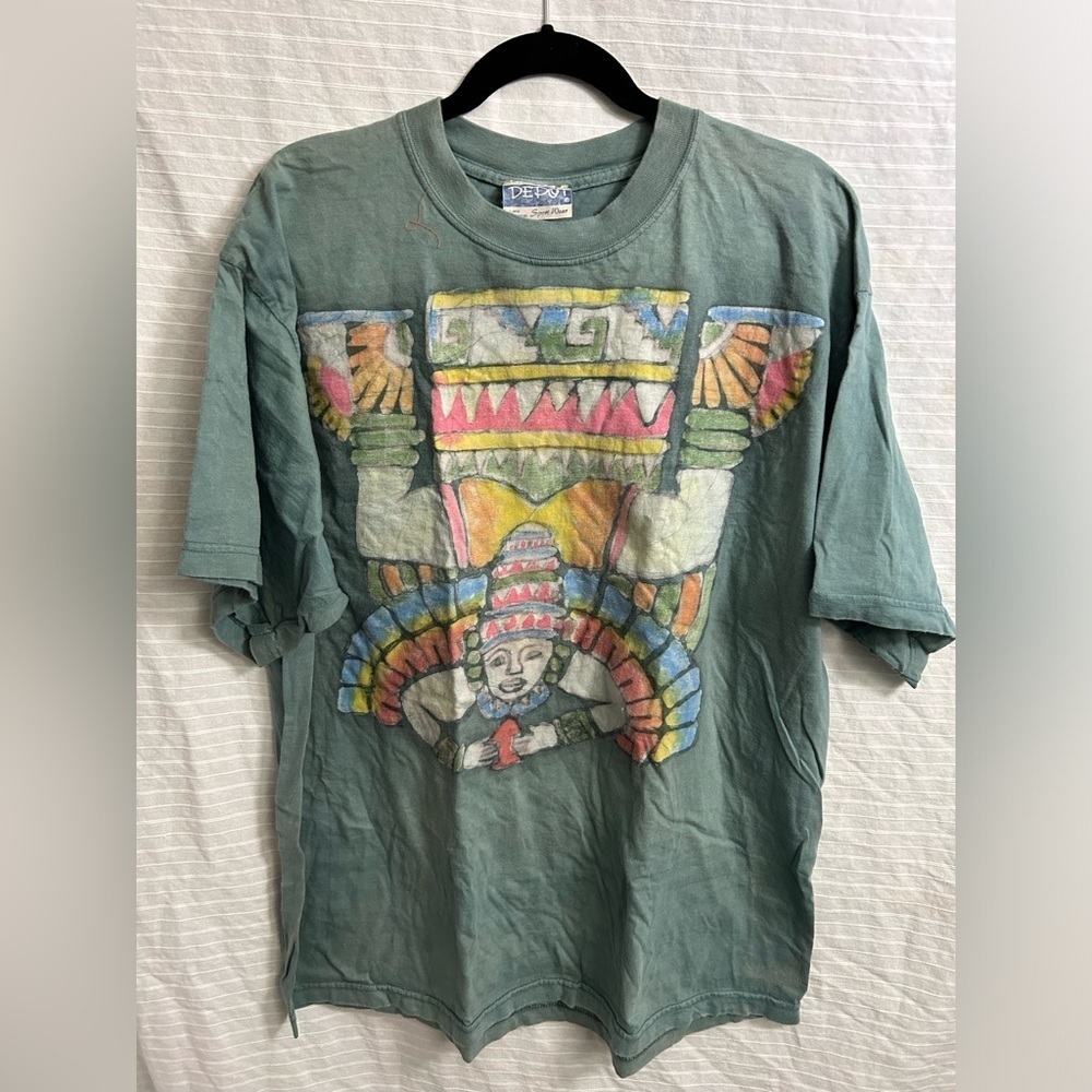 Vintage Depot 2K Indigenous Green Graphic T Size XL. B10